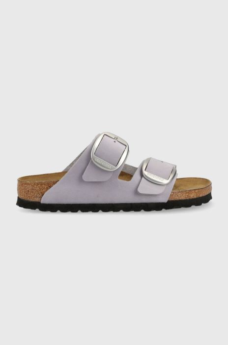 Замшеві шльопанці Birkenstock Arizona Big Buckle жіночі колір фіолетовий 1024090 1024090-PurFog