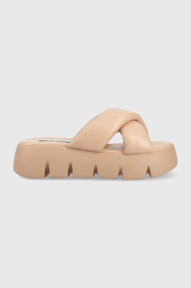 Шльопанці Steve Madden Broadcast жіночі колір бежевий на платформі SM11002374
