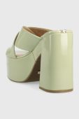 Шльопанці Guess LANTZ жіночі колір зелений каблук блок FL6LNT PAF03
