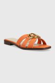 Шкіряні шльопанці Guess SYMO жіночі колір помаранчевий FL6SYM LEA19