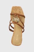 Шкіряні шльопанці MICHAEL Michael Kors Hampton жіночі колір коричневий каблук блок 40S3HMMS1L
