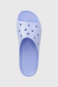Шльопанці Crocs Classic Platforn Glitter Slide жіночі колір фіолетовий на платформі 208233
