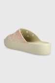 Шльопанці Crocs Classic Platform Snake Print жіночі колір бежевий на платформі 208242