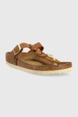 Шкіряні в'єтнамки Birkenstock Gizeh Braided жіночі колір коричневий на плоскому ходу 1021355-brown