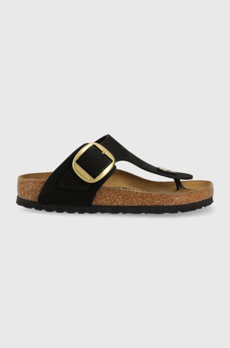 Замшеві в'єтнамки Birkenstock Gizeh Big Buckle жіночі колір чорний на плоскому ходу 1024019-black