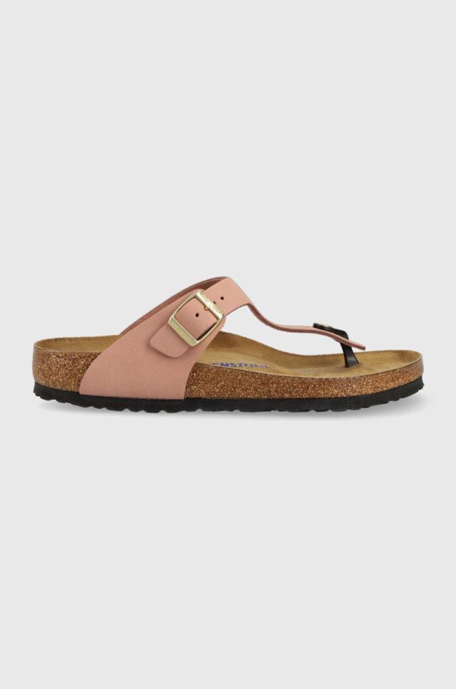 Замшеві в'єтнамки Birkenstock жіночі колір рожевий на плоскому ходу 1024024-lpink