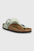 Замшеві в'єтнамки Birkenstock жіночі колір зелений на плоскому ходу 1024046-pgreen