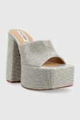 Шльопанці Steve Madden Trixie-R жіночі колір срібний каблук блок SM11002263