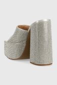Шльопанці Steve Madden Trixie-R жіночі колір срібний каблук блок SM11002263