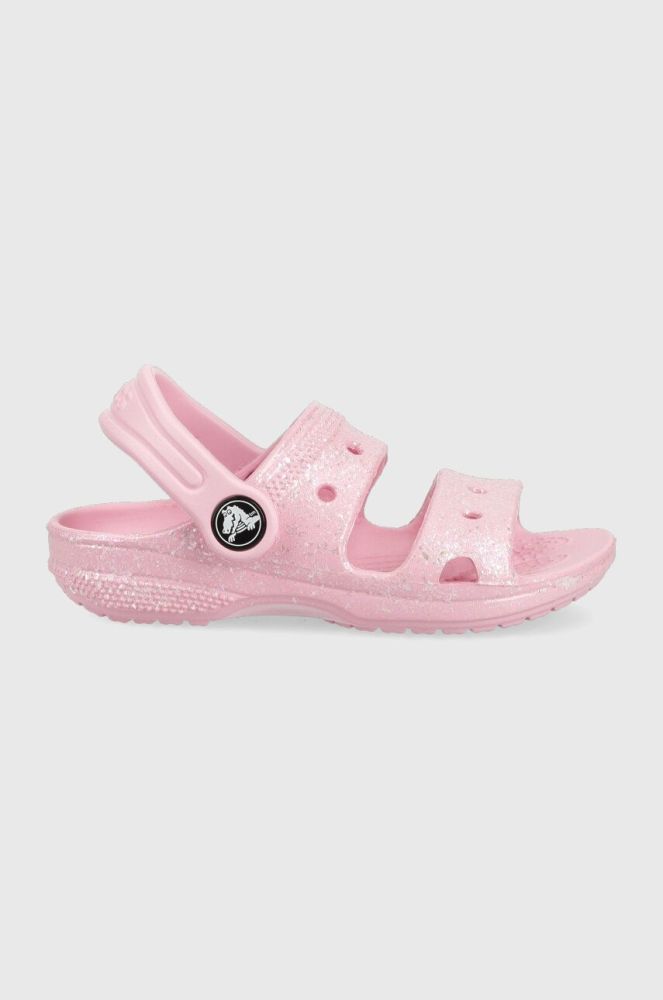 Дитячі шльопанці Crocs CROCS CLASSIC GLITTER SANDAL колір рожевий