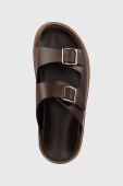 Шкіряні шльопанці Guess SAPATA чоловічі колір коричневий FM6SAP LEA03