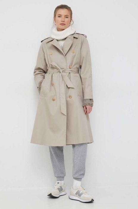 Бавовняний тренч Tommy Hilfiger колір бежевий перехідний (2923556)