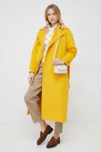 вовняне пальто Tommy Hilfiger колір жовтий перехідний двобортний