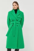 Вовняне пальто Samsoe Samsoe Milena колір зелений перехідний двобортне