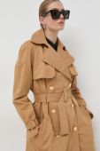 Бавовняне пальто Elisabetta Franchi колір бежевий перехідний двобортний