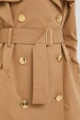 Бавовняне пальто Elisabetta Franchi колір бежевий перехідний двобортний