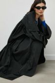 Пальто MMC STUDIO жіночий колір чорний перехідний oversize