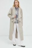 Пальто Gestuz жіночий колір бежевий перехідний двобортний