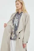 Пальто Gestuz жіночий колір бежевий перехідний двобортний
