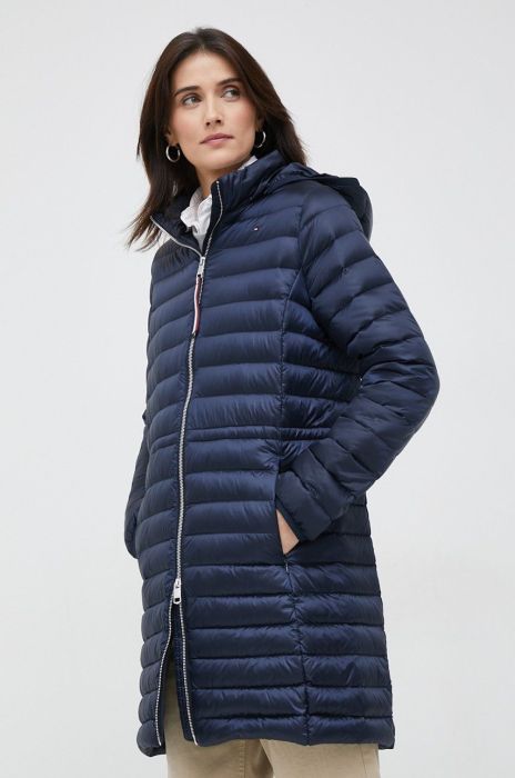 Пухова куртка Tommy Hilfiger жіноча колір синій перехідна (2893665)