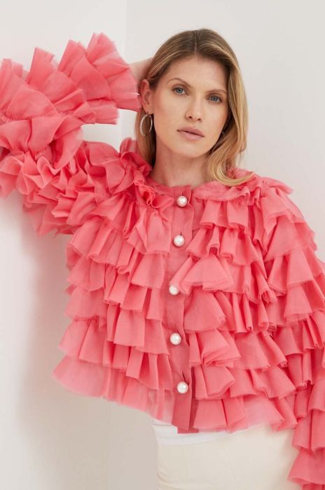 Шовкова сорочка Custommade Gro By NBS колір рожевий regular