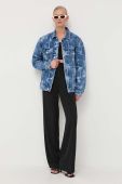 Джинсова куртка Guess жіноча перехідна oversize колір блакитний