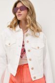 Джинсова куртка Guess жіноча колір білий перехідна