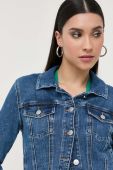 Джинсова куртка Guess жіноча колір синій перехідна
