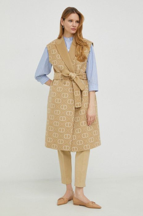 Двостороння безрукавка Twinset жіночий колір бежевий перехідний