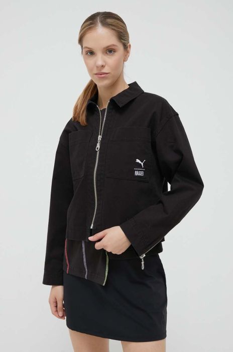 Джинсова куртка Puma X The Ragged Priest жіноча колір чорний перехідна oversize