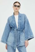 Джинсова куртка Mustang жіноча перехідна oversize колір блакитний