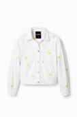 Джинсова куртка Desigual жіноча колір білий перехідна
