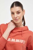 Кофта Mammut ML Hoody Logo жіноча колір рожевий з капюшоном з аплікацією
