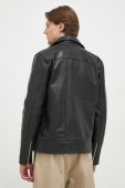 Шкіряна куртка Bruuns Bazaar Paris чоловіча колір чорний перехідна