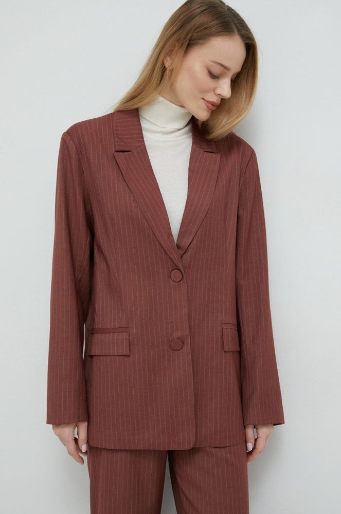 Піджак Bardot колір коричневий oversize візерунок