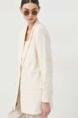 Льняний жакет Guess колір бежевий однобортний однотонна