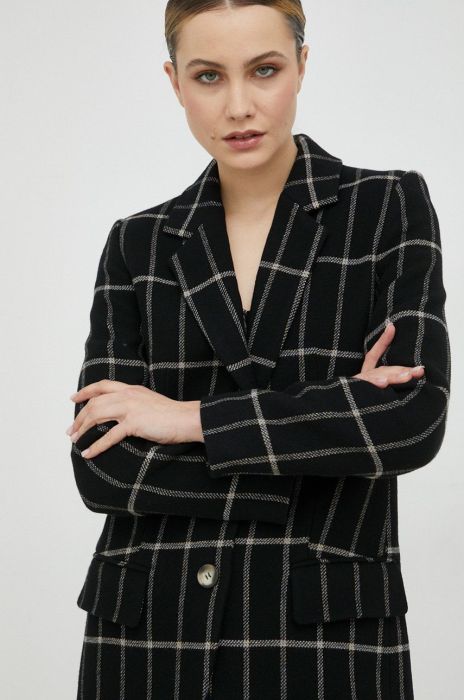 Вовняний піджак Ivy Oak колір чорний однобортний візерунок