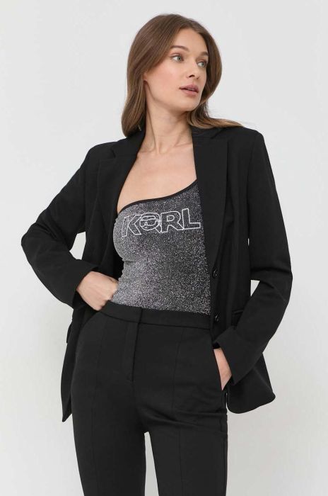 Піджак Karl Lagerfeld колір чорний однобортний однотонна (2890729)