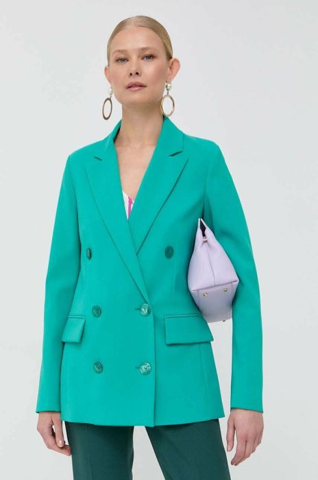 Піджак Patrizia Pepe колір зелений двобортний однотонна (3052318)
