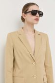 Піджак з домішкою льону Twinset колір бежевий однобортний однотонна (3185139)