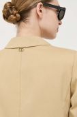 Піджак з домішкою льону Twinset колір бежевий однобортний однотонна (3185139)