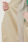 Піджак HUGO колір бежевий двобортний однотонна