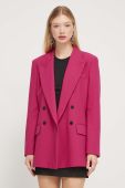 Піджак HUGO колір рожевий двобортний однотонна