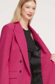 Піджак HUGO колір рожевий двобортний однотонна