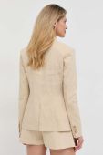 Льняний жакет Pinko колір бежевий однобортний однотонна