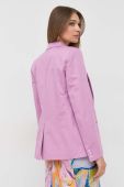 Піджак з льоном Weekend Max Mara колір фіолетовий однобортний однотонна