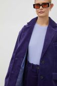 Вельветовий піджак Lovechild колір фіолетовий однобортний однотонна