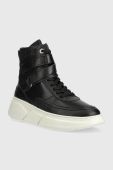 Шкіряні кросівки Tommy Hilfiger FW0FW06910 CHUNKY WARM SNEAKER HIGH колір чорний
