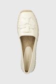Шкіряні еспадрилі Tory Burch Woven колір бежевий на платформі 144042-164