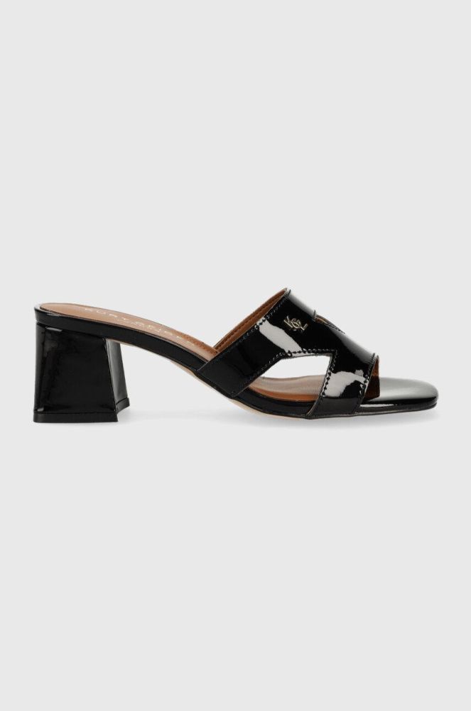 Шкіряні шльопанці Kurt Geiger London Odina Block жіночі колір чорний каблук блок